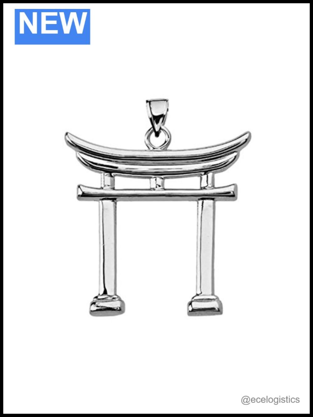 Sterling Silver Japanese Torii Gate Pendant Necklace Fine Jewelry